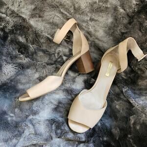 Louise et Cie Karisa Cream Leather Strappy Chunky Heels Size 9